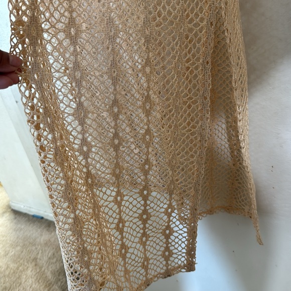 Tahari Tan crochet Maxi Dress/ beach cover up - Picture 5 of 6